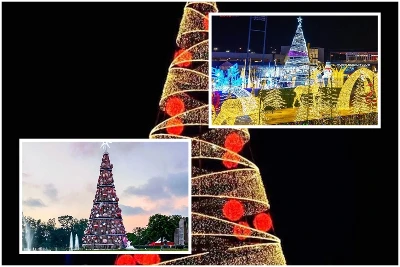 Giant Led jólatré - lýsir upp borgina fyrir hátíðirnar